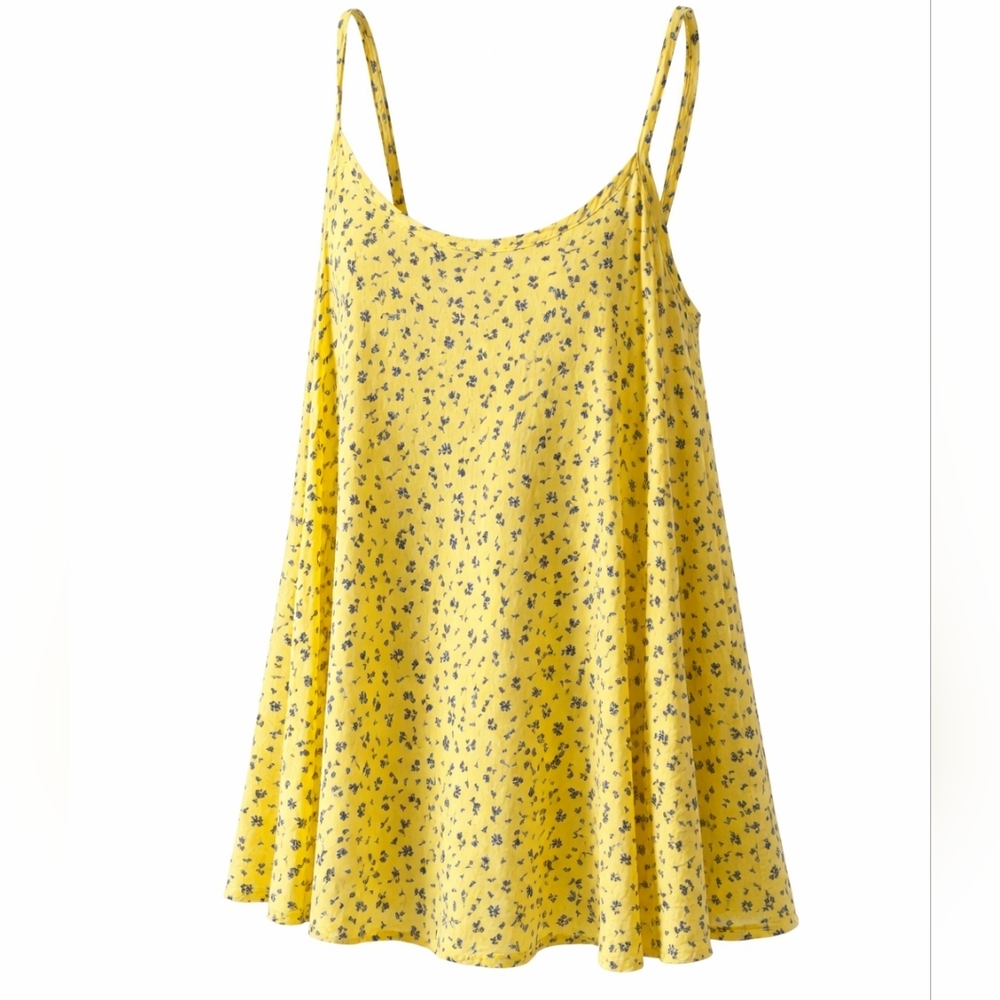 Torrid | Yellow Floral Swing Tank Lace Up Back Adjustable Straps |  Size 1